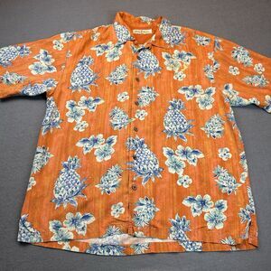 Tommy Bahama 100% Silk Hawaiian Shirt - SZ Large Barefoot Wine Logo